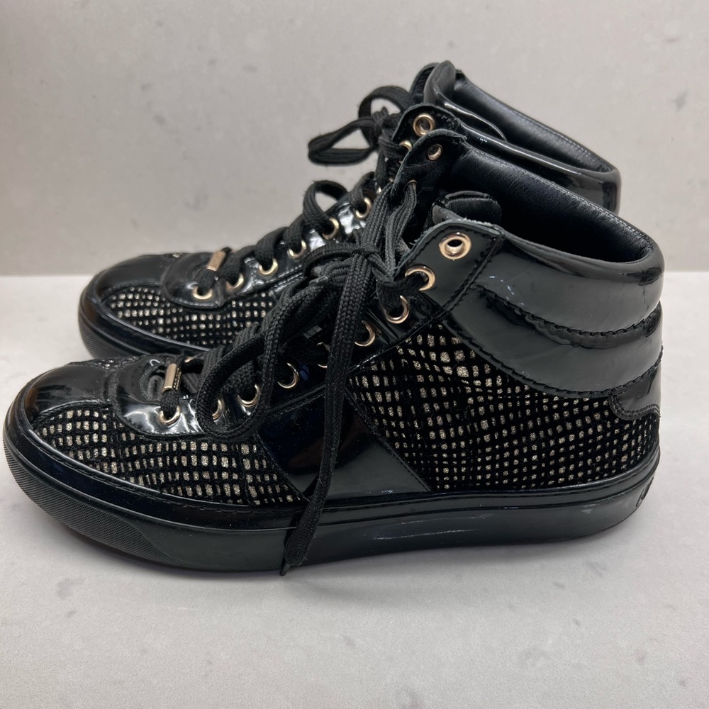 Jimmy Choo black silver high top running shoes 40